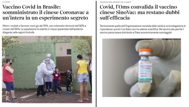 CoronaVac cinese: la difficoltà occidentale ad ammettere l’evidenza.